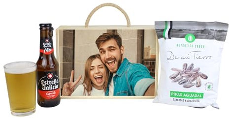 Caja Regalo Personalizada con Foto Cerveza Pipas y Vaso de caña Regalos Hombre Padre Día del Padre Cumpleaños