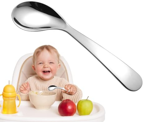 Cuchara de bebé curvada, cuchara de aprendizaje para bebés, Entrenamiento antideslizante Cuchara de etapa multifuncional, Cabeza poco profunda, suministros de alimentación para bebés, vajilla