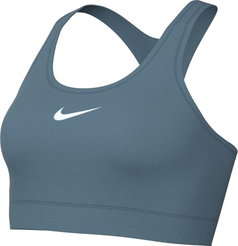 Nike Swoosh Gepolsterter Sport-BH Mit Mittlerem Halt, Smokey Blue/White, DX6821-006, L