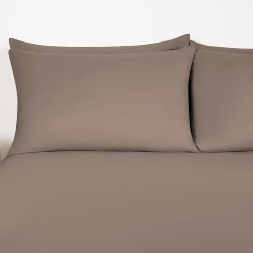 Brentfords Bedding King Size Fitted Sheets, Easy Care Soft Microfibre Fabric Deep Pocket 25cm Bed Sheets King Size Shrinkage and Fade Resistant Bed Linen Bottom Sheet, Mink - 150 x 200cm