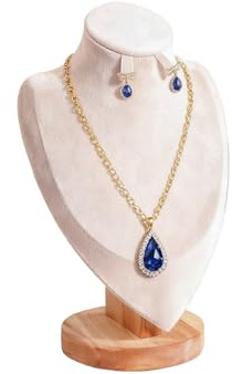 TINGSING Velvet Necklace Display Bust Stand with Earrings Holes | Jewelry Mannequin Stands, Necklace Mannequin Holder, Earring Pendant Chain Organizer for Vendors Store Trade Show, Brige,M