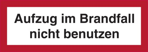 Schild Aufzug im Brandfall nicht benutzen gemäß VDI 6017 Alu 52 x 148 mm (Brandschutz) praxisbewährt, wetterfest
