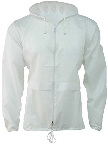 G5 APPAREL Lightweight Unisex Water Resistant Plain Kagool Jacket (White, XL)