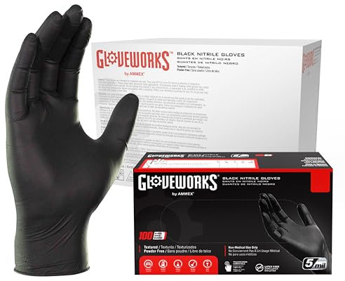 AMMEX GPNB GlovePlus Black Nitrile Glove, Latex Free, Disposable, Powder Free, Medium (Case of 1000)
