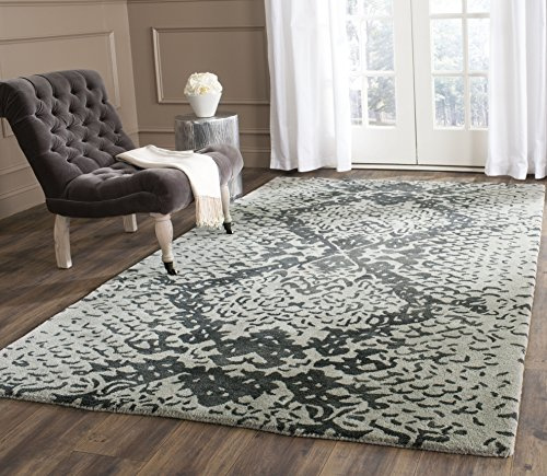 SAFAVIEH Wyndham Collection Accent Rug - 4' x 6', Grey & Black, Handmade Modern Wool, Ideal for High Traffic Areas in Entryway, Living Room, Bedroom (WYD620A)