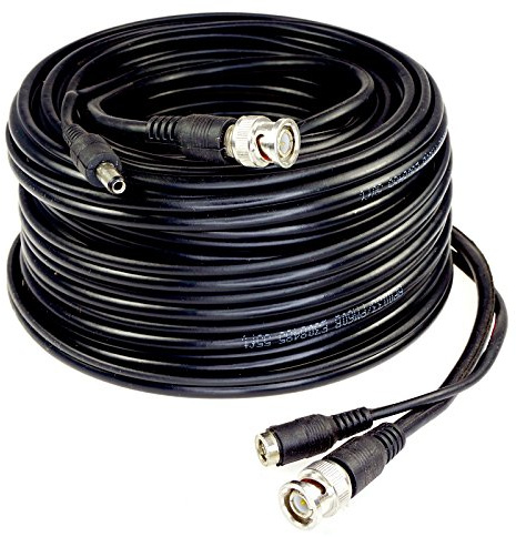 Five Star Cable RG59 Siamese Combo Cable Patch RG59 Video + 18/2 Power for TVI, CVI, AHD and HD-SDI CCTV Camera System with BNC connectors and 2.1mm Power Jack (100 Ft, Black)