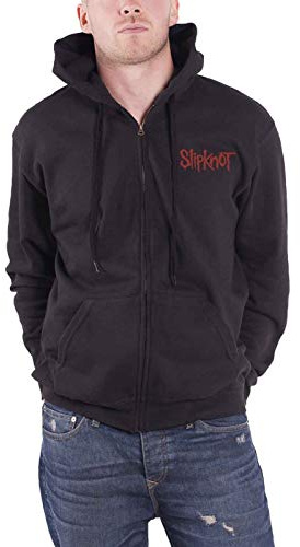 Slipknot Sweatshirt mit Kapuze Totenkopf Teeth Band Logo Herren Neu Schwarz Reißverschluss