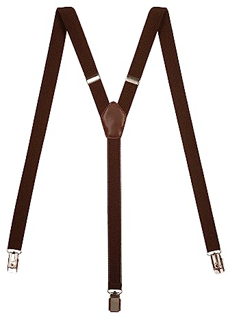 Olata schmale Hosenträger Y Form – längenverstellbare Unisex Hosenträger – 2 cm. Braun