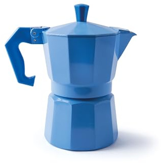 Excelsa Caffettiera Color 3 Tazze, Alluminio, Blu, capacità 3/6 Tazze