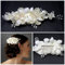 Miya® 1Stück mega Glamour handgemacht Haarkamm Steckkamm mit sanft Tüll Blumen Ivory Weiß aus Spitzen Lace, Perle und Kristall, Braut Schmuck Hochzeit Jugendweihe Braut Haarschmuck