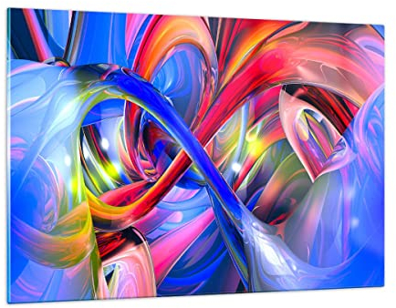 Deco Salon Résumé illustrations graphiques couleurs Moderne Impression sur Verre 120x80cm Image Tableau en Verre Decoration Murale Chambre Horizontal Art Grand XXL Tableaux Decoratifs GAA120x80-2294