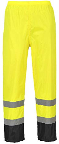 Portwest H444 Hi-Vis Contrast Classic Rain Trousers Waterproof Button Front | Yellow/Black, 5X Large, EN ISO 20471 Class 1, EN 343 Class 3:1, CE Certified, Regular Fit, Reach Compliant PVC Coating