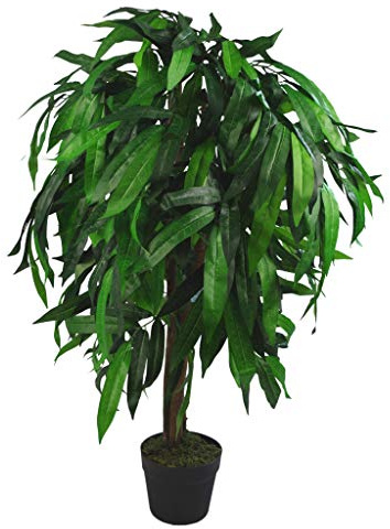 Leaf Design UK Artificial Mango Plant/Tree, Green, 100cm