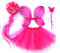Tante Tina Costume da Farfalla per Bambina - Vestito Farfalla da Bimba in 4 Pezzi: Gonna in Tulle, Ali, Bacchetta e Cerchietto - Fucsia - Indicato per i Bambini da 2 a 8 Anni