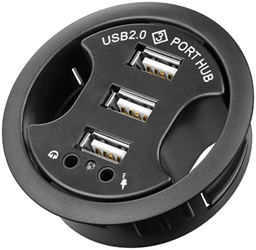 SM-PC®USB 2.0 Hub 3port + Audio/MIC für Schreibtische mit Kabeldurchführung#564