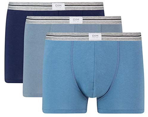 DIM Boxer Homme Ultra-Resist Coton Stretch Durable x3, Bleu Jean/Gris Souris/Bleu Denim, M