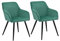 Juskys Esszimmerstühle 2er Set Tarje mit Rückenlehne & Armlehne, Metallbeine, Samt Bezug, bis 110 kg belastbar, 2 Stühle Esszimmer Küche Küchenstühle - grün