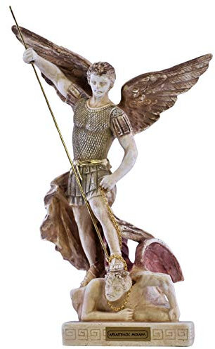Heiliger St. Michael Erzengel besiegte Lucifer Statue Skulptur Steinguss