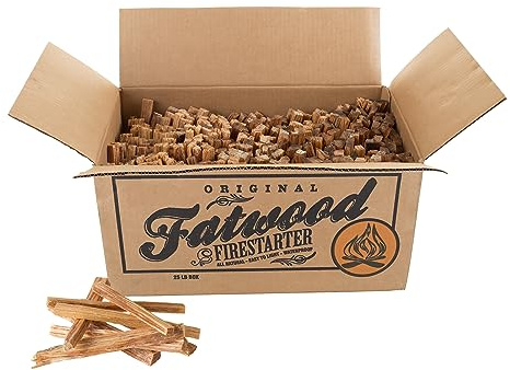 Fatwood Fire Starter Sticks 25lb Box - Indoor or Outdoor 100% All Natural Pine Fire Starters for Campfires, Fireplace, Firepit, Wood Stove, or BBQ Grill - Kindling Wood Firewood Lighter by Pure Garden