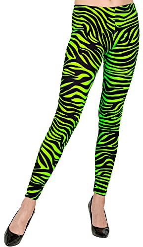 W WIDMANN MILANO Party Fashion - Leggings années 80, 80s, fièvre disco, mauvais goût, motif à rayures, fête à thème, carnaval