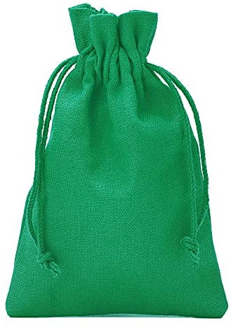 5 Baumwollsäckchen, 40x30 cm, grün, Stoffbeutel zum Zuziehen, Geschenkverpackung, Ostern, Geburtstag, Adventskalender, Dekoration, Aufbewahrung, Geschenkbeutel