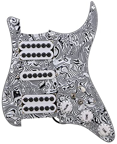 Geladener vorverdrahteter Schwarzweiße Zebra-Farbe 3-lag HSH. Eingeladener Vorverdrahteter Pickup-Pickguard Für Stratocaster Electric Guitar Ersatz Pickguard Vorverkabelt