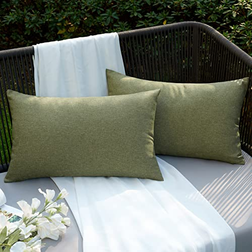 EMEMA Kissenbezug Sofakissen Dekokissen Kissenbezüge Dekorativ Kissen Kissenhülle aus Polyster für Sofa Wohnzimmer Garten Bett Outdoor Wasserdicht 2er Set 30x50 cm Dunkelgrün
