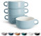 KooK Soup Crocks, Ceramic Bowls, Broil, Oven, Microwave and Dishwasher Safe, with Handles, For Casserole, Pasta, Cereal, 18 oz, Set of 4 (Pale Blue)