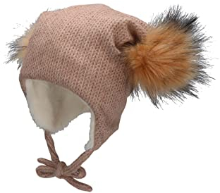Sterntaler Baby Mädchen Mütze Inka Mit Bommeln - Kappe Für Kinder Aus Viskose Mit Ohrenklappen Und Bindeband - Beige, 49