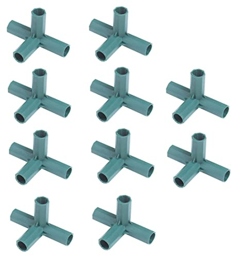 Gcroet 11mm Plastic 4 Way Connector Fittings Support Heavy Duty Greenhouse Frame Furniture Connectors 10PCS-Frame Connectors Canes Connectors Plant Stakes Gardening Framework Building Connectors