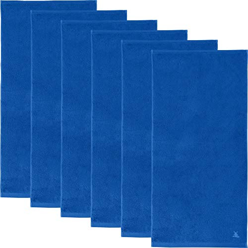 Erwin Müller Handtuch 6er-Pack, Serie Heidenheim, 100% Baumwolle -Azur Größe 50x100 cm - schnell trocknend und extra saugstark, praktisch durch beidseitige Schlaufen