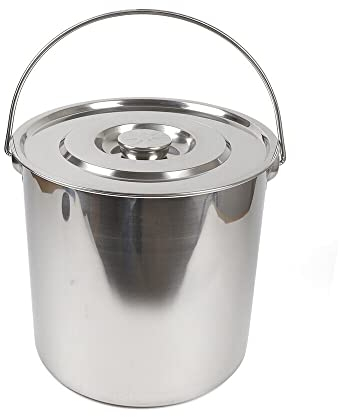 Edelstahleimer mit Deckel 20 Liter Eimer Kücheneimer Futtereimer Milcheimer Sektkühler geeignet für Küche, Industrie, Medizin, Gastronomie und Lager