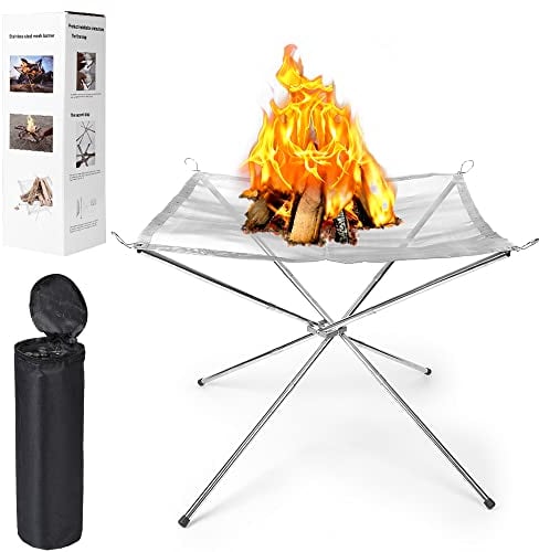 Plegable Brasero Exterior, Chimenea Portátil para Acampar al Aire Libre Chimenea de Acero Inoxidable para Campamento Hoguera Ultra Plegable para Jardín Patio Camping Barbacoa Exterior(56 * 56 * 43)