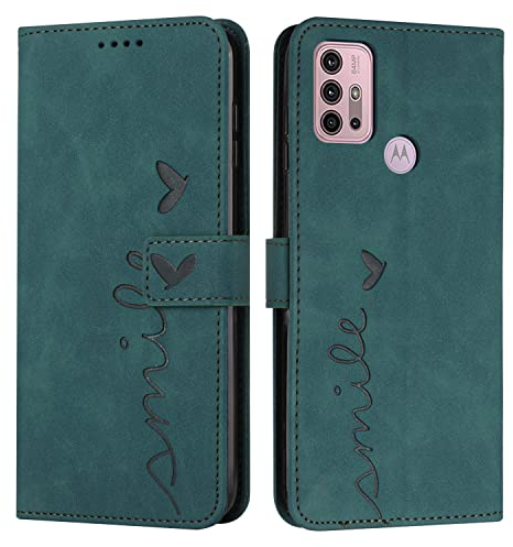 EATCYE Kompatibel mit Motorola Moto G30 / G10 / G10 Power Hülle, Klapphülle PU Leder Brieftasche Schutzhülle [Kartenfach][Ständer], Handyhülle für Motorola Moto G30/G10/G10 Power (Grün)