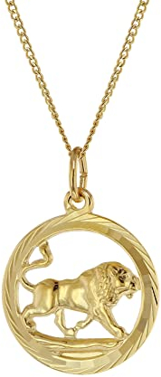 trendor Halskette mit Löwe Sternzeichen-Anhänger 333 Gold Ø 16 mm 41980-08-45 45 cm