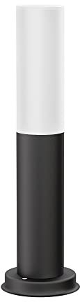 ledscom.de Pollerleuchte PORU, Glas, für außen, anthrazit, rund, 37,5cm, inkl. E27 Lampe, max. 963lm, warmweiß