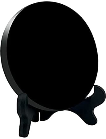UGZDEA Schwarzer Obsidian Spiegel, Schwarzer Obsidian Wahrsagespiegel Für Heimdekoration-Yoga Meditation Energie Spiegel Mit Halterung (12cm)