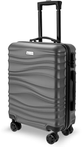AVIO Wave Cabin Suitcase 55x40x20cm – Lightweight Hard Shell Carry-On with Spinner Wheels, 3-Digit Lock & Organiser Pockets – Fits Ryanair, easyJet, Jet2