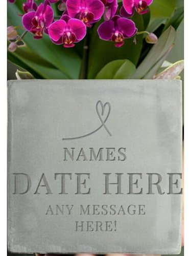 Personalised Concrete Planter. Engraved Plant Pot with date and message