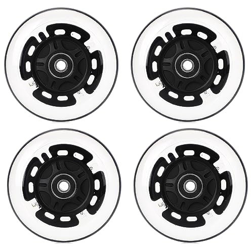 Leuchtende Scooter Räder 100mm - 2 Stück LED Rollen Mit ABEC-9 Lager - Hell Leuchtend Kick Scooter Rollen für Alle Roller (Z/Black 2Sets)