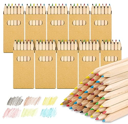 Svalor Buntstifte für Erwachsene, 10 Packungen Buntstifte-Set mit je 6 Buntstiften, 60 Mini Buntstift Holzstifte im Kartonetui, Buntstifte Klein für Kunst Zeichnung, Skizzieren und Färbung