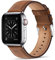 WFEAGL compatible con Apple Watch 44mm 45mm 49mm 46mm 42mm (Serie 3 2 1), correa de piel auténtica de repuesto para iWatch Serie 10, 9, 8, 7, 6, 5, 4, 3, 2, 1/SE/Ultra(rojo marrón/plata)
