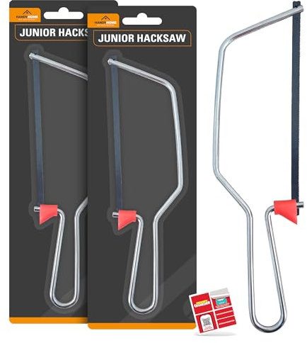 SOL 2pk Junior Hacksaw with Blade - 6 Mini Hacksaw for Plastic, Wood & PVC Pipe, Adjustable Cutting Angles for Precision, Small for DIY Projects, Compact Junior Tool