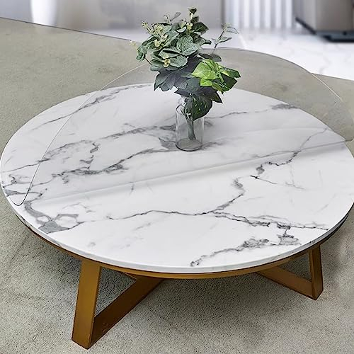 Zhaomi Mantel Redondo De PVC Transparente, Protector De Mesa Transparente De Plástico PVC Impermeable para Mesa Redonda De 1 Mm De Espesor, Mantel De Mesa Redonda Limpiable (Diameter 130cm/51in)