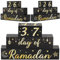 WATINC Ramadan Mubarak Party Dekorationen Kalender Block Tischdekoration Ramadan Kareem Advent hölzerner Tafelaufsatz Dekorationen Schwarzes Gold gestaffeltes Tablett Schilder Partyzubehör