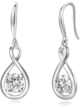 FANCIME Infinity Geburtsstein Ohrringe Hängend für Damen Sterling Silber | vergoldet Unendlichkeit Edelstein Baumelnde Ohrringe feiner Schmuck Weihnachten Jubiläums Geburtstag Geschenke für Frau Mama