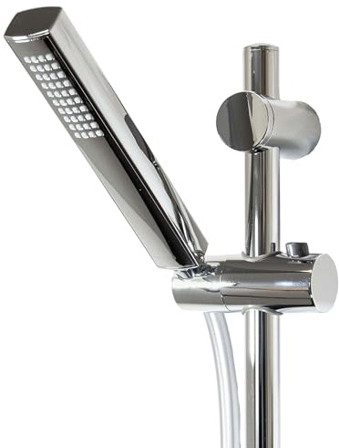 tecuro Brauseset ew-036 - mit Stabhandbrause 1 strahlig, Brauseschlauch 160 cm, Wandstange 70 cm