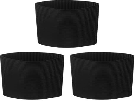 sourcing map 3Pcs Coffee Cup Sleeve, Silicone Cup Sleeve Non-Slip Glass Water Bottle Mug Sleeves Black