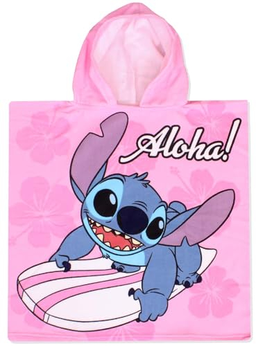Disney Stitch Ponchos Kapuzenhandtücher für Kinder, schnell trocknend, Schwimmen, Strand, Frottee-Poncho.