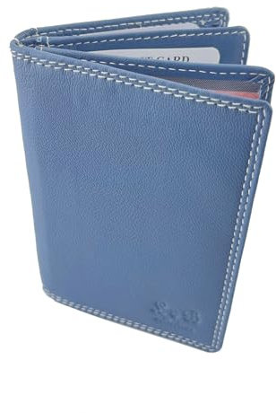 BUFFALO HILL L&B Collection Ausweis Hülle I Rindsleder Mappe I Echtleder Case I Hochformat Herren Etui I RFID-Schutz I Führerschein I Kreditkarte I 11 Fächer I 2397 (Blau)
